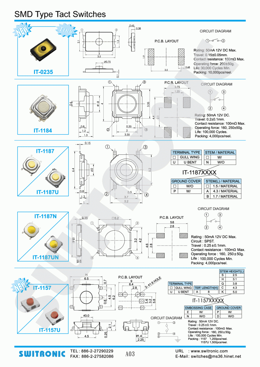 SMD Type  Tact Switch