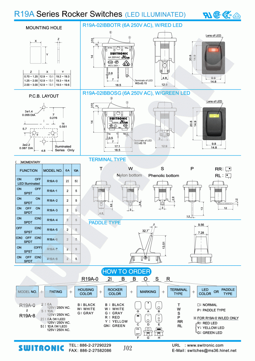 Illuminated R19A Series Rocker Switch