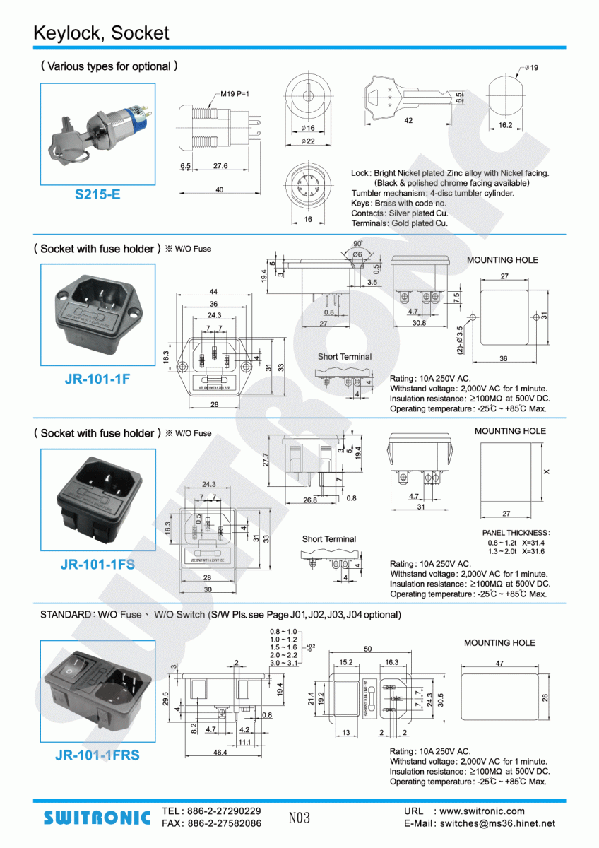 Keylock socket